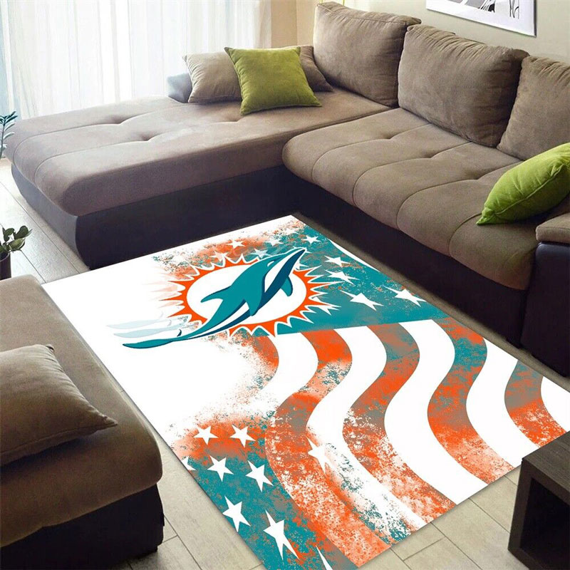 Miami Dolphins Rug NFL Area Rug Kitchen Rug Indoor Rugs Rectangle Carpet