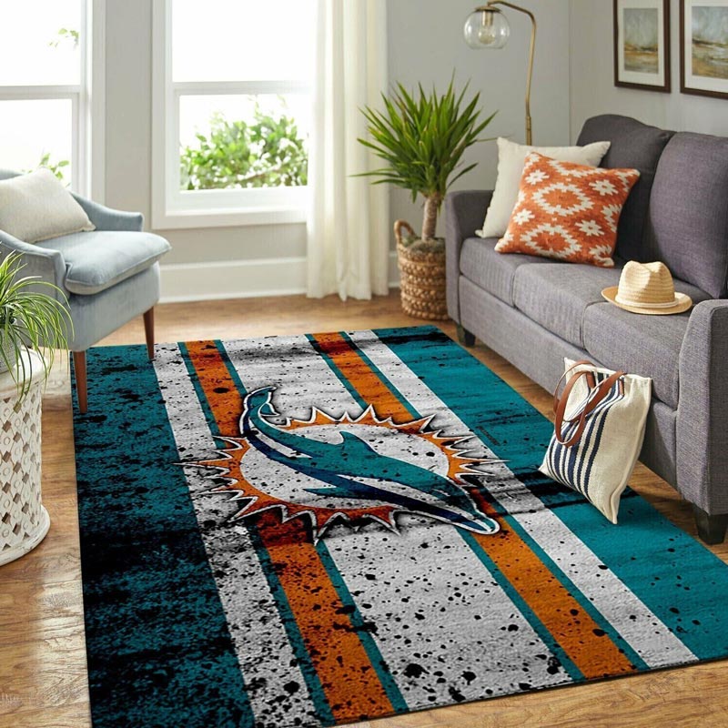 Miami Dolphins Area Rug NFL Area Rug Kitchen Rug Indoor Indoor Rug Rectangle Carpet
