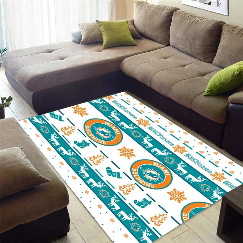 Miami Dolphins Rug NFL Area Rug Dining Room Rug Indoor Rug Rectangle Carpet