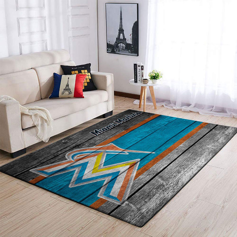 Miami Marlins Rug MLB Area Rug Kitchen Rug Indoor Indoor Rugs Rectangle Carpet