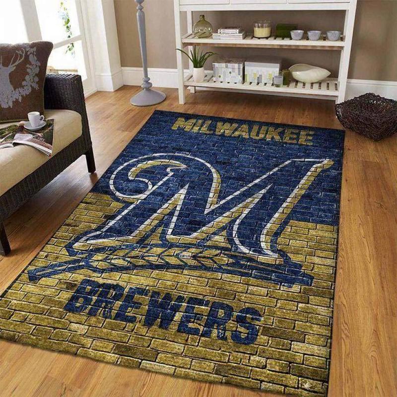 Milwaukee Brewers Area Rug MLB Area Rug Living Room Rug Indoor Rugs Rectangle Carpet