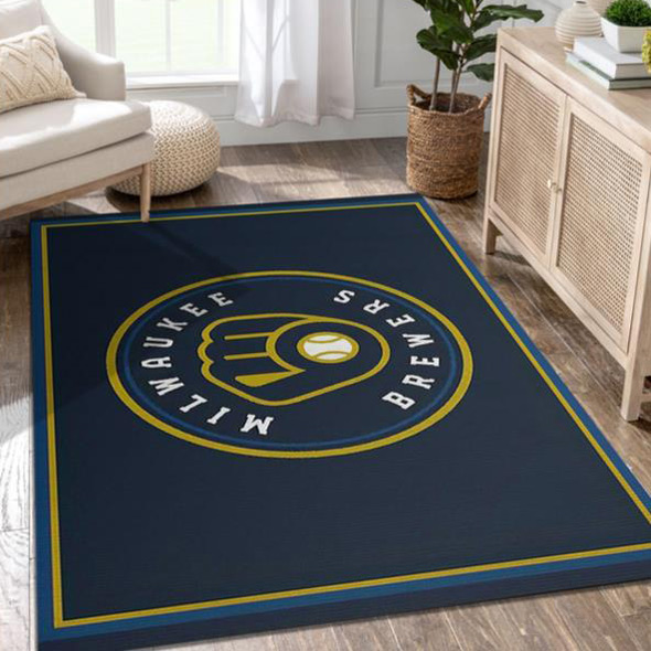 Milwaukee Brewers Rug MLB Area Rug Dining Room Rugs Indoor Indoor Rugs Rectangle Carpet