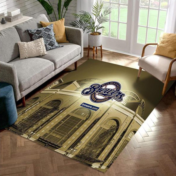 Milwaukee Brewers Area Rug MLB Area Rug Dining Room Rug Indoor Indoor Rug Rectangle Carpet