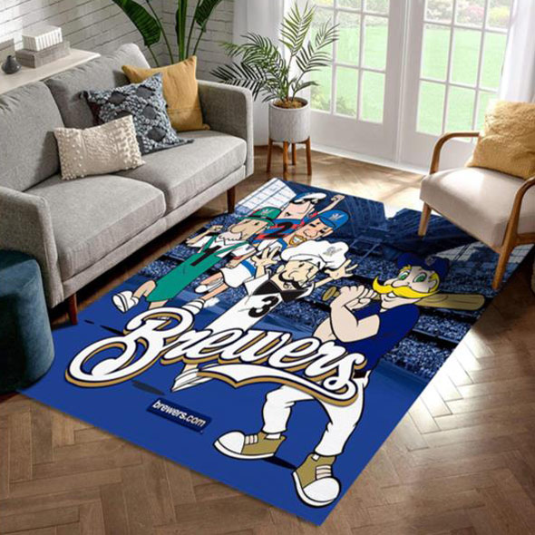 Milwaukee Brewers Area Rug MLB Area Rug Bathroom Rugs Indoor Indoor Rugs Rectangle Carpet