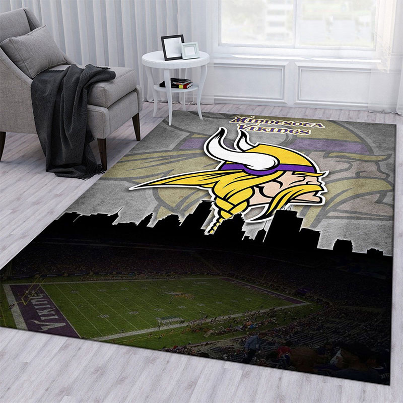 Minnesota Vikings Area Rug NFL Area Rug Bathroom Rug Indoor Rugs Rectangle Carpet