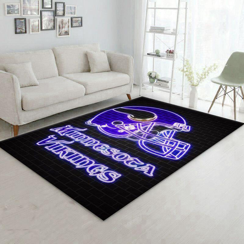 Minnesota Vikings Rug NFL Area Rug Dining Room Rug Indoor Rugs Rectangle Carpet