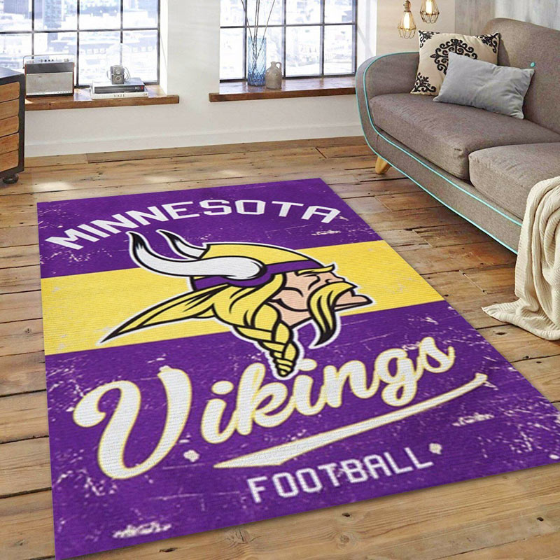 Minnesota Vikings Rug NFL Area Rug Dining Room Rug Indoor Indoor Rug Rectangle Carpet