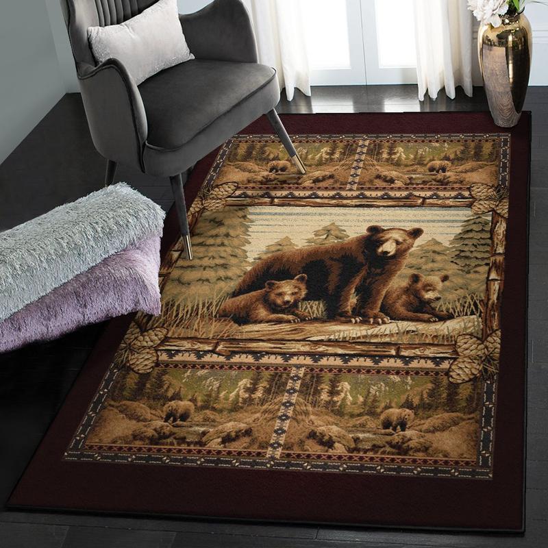 Native Land Washable Rugs Bear Native Vintage Pattern Rug