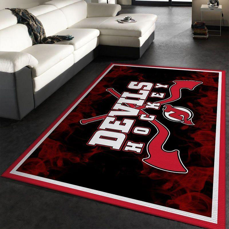 New Jersey Devils Area Rug NHL Area Rug Dining Room Rug Indoor Rugs Rectangle Carpet