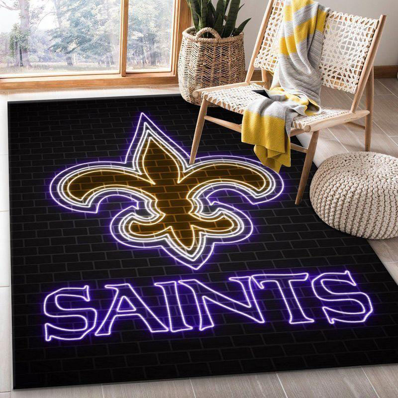 New Orleans Saints Area Rug NFL Area Rug Living Room Rug Indoor Indoor Rug Rectangle Carpet