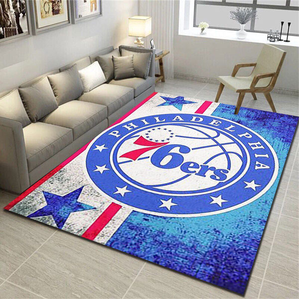 Philadelphia 76ers Area Rug NBA Area Rug Living Room Area Rug Indoor Rug Rectangle Carpet