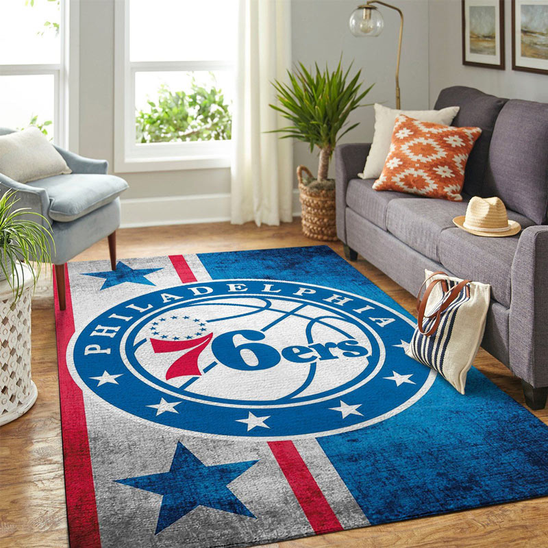 Philadelphia 76ers Rug NBA Area Rug Kitchen Rug Indoor Indoor Rugs Rectangle Carpet