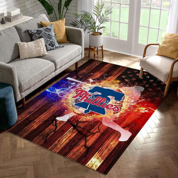 Philadelphia Phillies Area Rug MLB Area Rug Bathroom Rugs Indoor Rug Rectangle Carpet