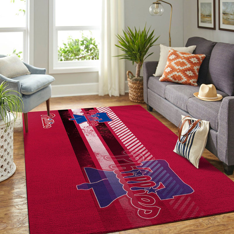 Philadelphia Phillies Area Rug MLB Area Rug Living Room Area Rug Indoor Rugs Rectangle Carpet