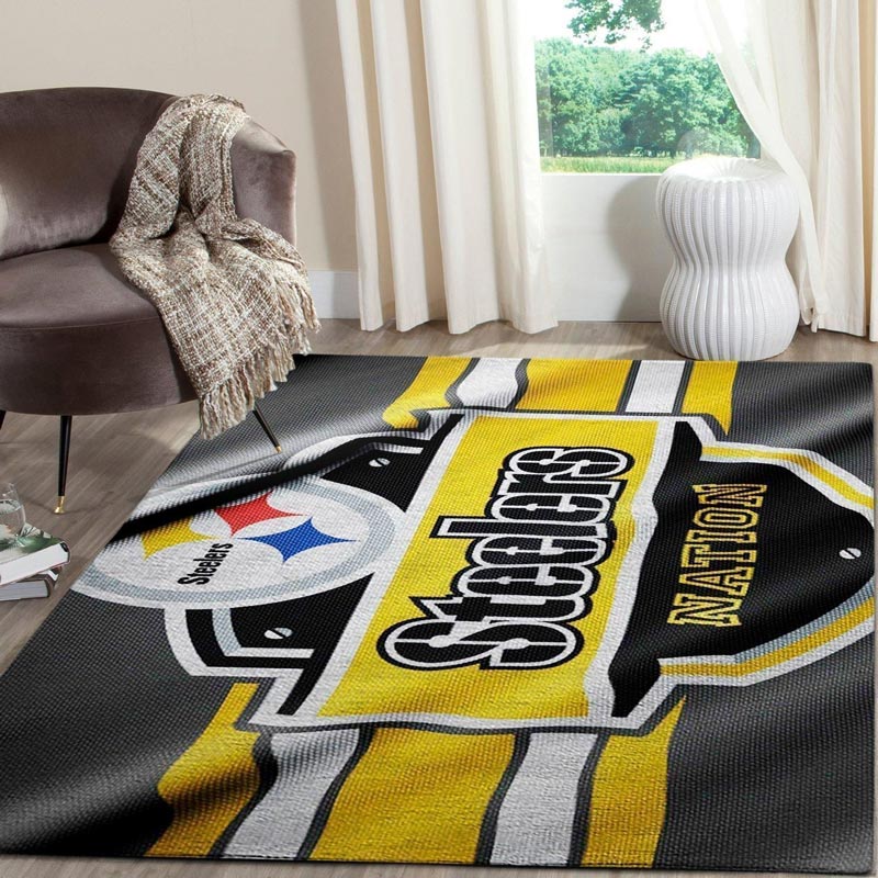 Pittsburgh Steelers Rug NFL Area Rug Dining Room Rug Indoor Rug Rectangle Carpet
