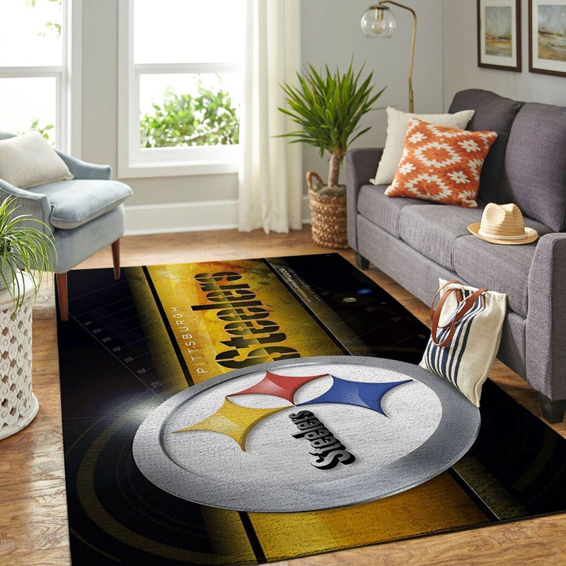 Pittsburgh Steelers Area Rug NFL Area Rug Living Room Area Rug Indoor Rugs Rectangle Carpet