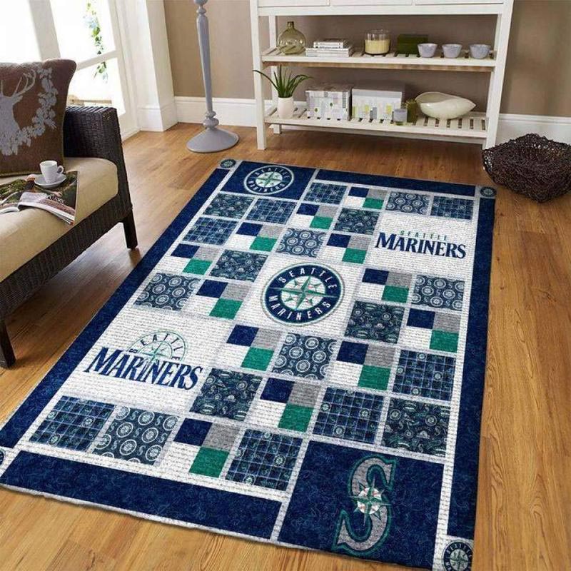 Seattle Mariners Area Rug MLB Area Rug Dining Room Rugs Indoor Indoor Rug Rectangle Carpet