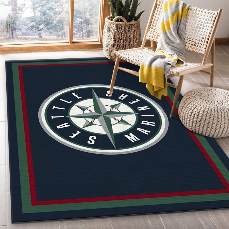 Seattle Mariners Area Rug MLB Area Rug Living Room Rug Indoor Indoor Rug Rectangle Carpet