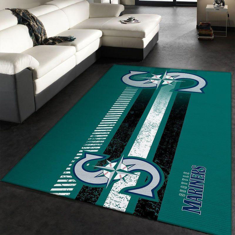 Seattle Mariners Area Rug MLB Area Rug Kitchen Rug Indoor Indoor Rugs Rectangle Carpet