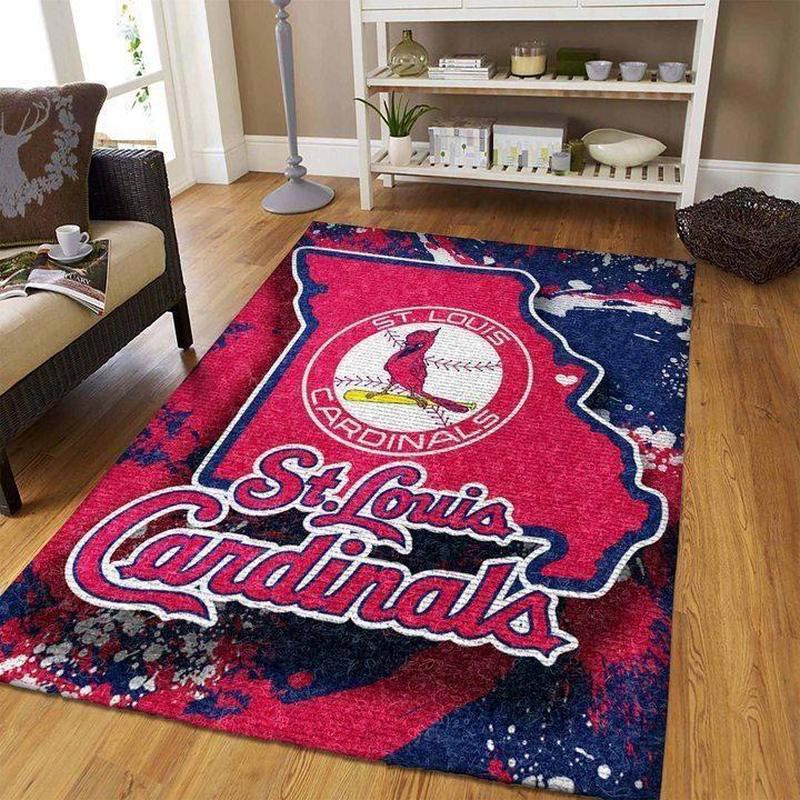 St Louis Cardinals Area Rug MLB Area Rug Bedroom Area Rug Indoor Rugs Rectangle Carpet